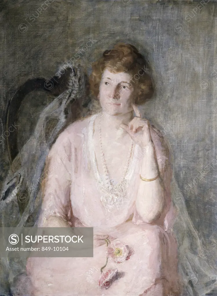 Portrait of woman in pink dress,  USA,  Pennsylvania,  Philadelphia,  David David Gallery