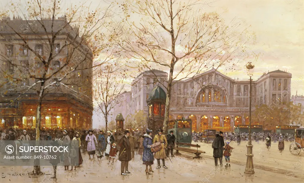 Gare St. Lazare by Eugene Galien, mixed media, 1854-1941, USA, Pennsylvania, Philadelphia, David David Gallery