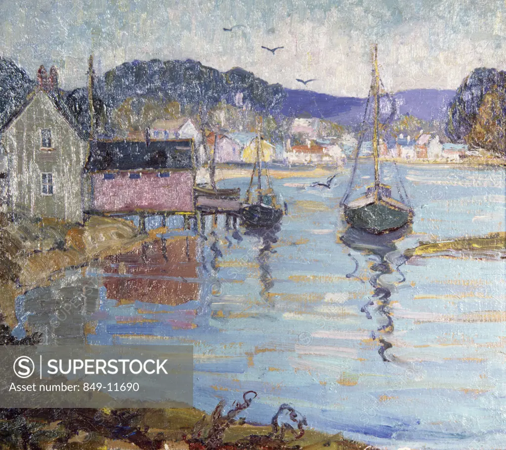 Gloucester Harbor by Fern Isabel Coppedge,  oil on wood,  (1883-1951),  USA,  Philadelphia,  Pennsylvania,  David David Gallery