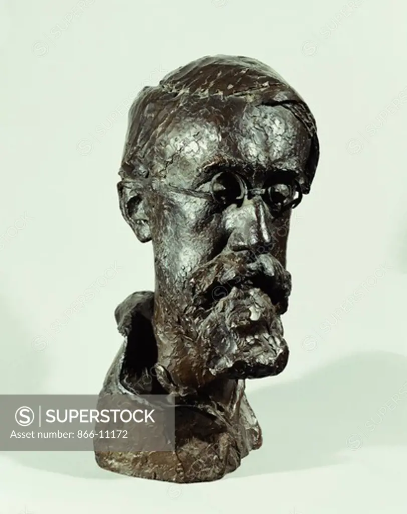 Portrait of Lytton Strachey. Stephen Tomlin (1901-1937). Bronze with dark brown patina. Concieved c. 1928-1930 and cast at an unknown date. 43cm high