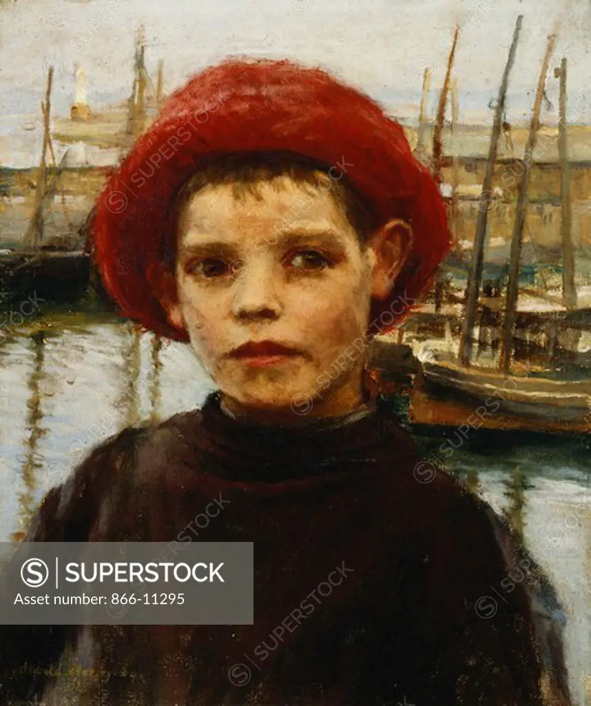 Fisher Boy. Harvey Harold  (1874-1941). Oil on canvas. Dated 1904. 31 x 25.5cm