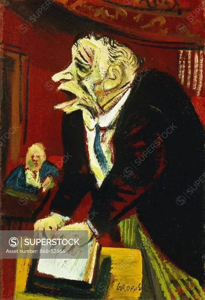 Senator. William Gropper (1897-1977). Oil on canvas laid on board. 27.8 x 18.9cm. Portrait of Republican Senator Everett Dirksen (1896-1969).