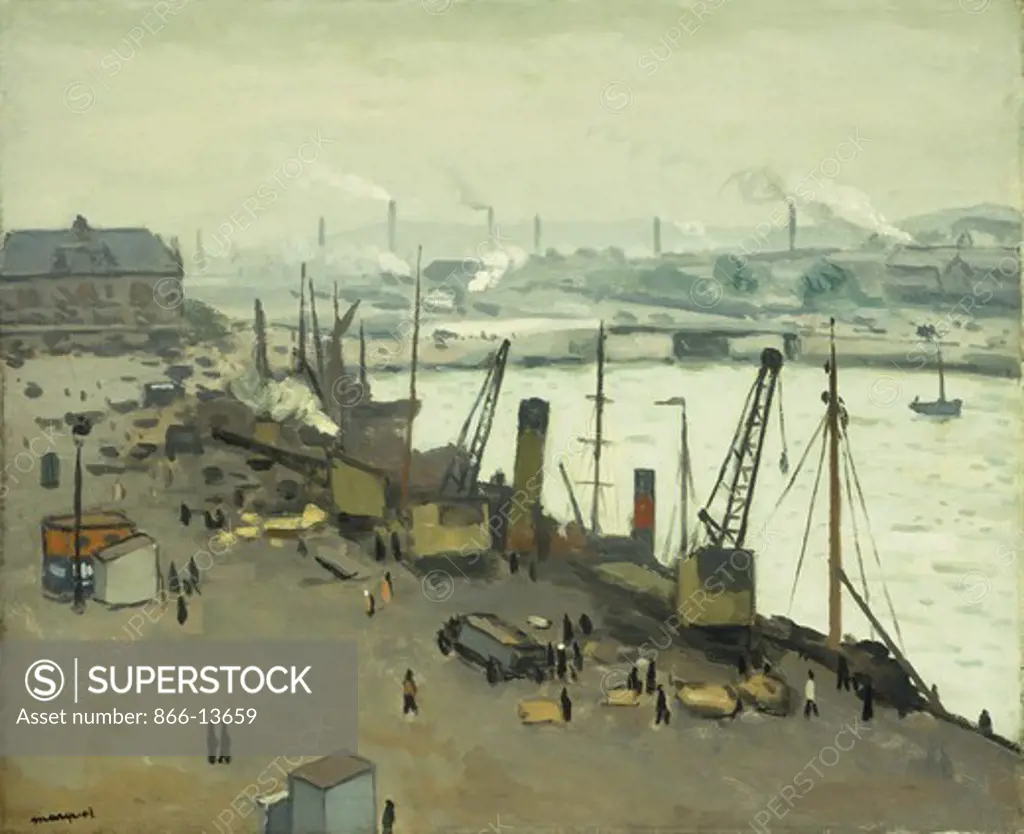 The Port of Boulogne; Le Port de Boulogne sur Mer. Albert Marquet (1875-1947). Oil on canvas. Painted in 1930. 50.8 x 61.6cm