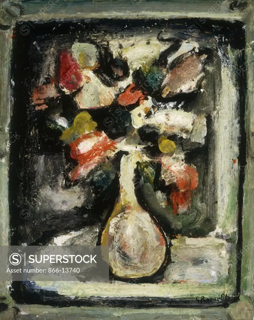 Vase of Flowers; Vase de Fleurs. Georges Rouault (1871-1958). Oil on canvas. 51.4 x 41.9cm