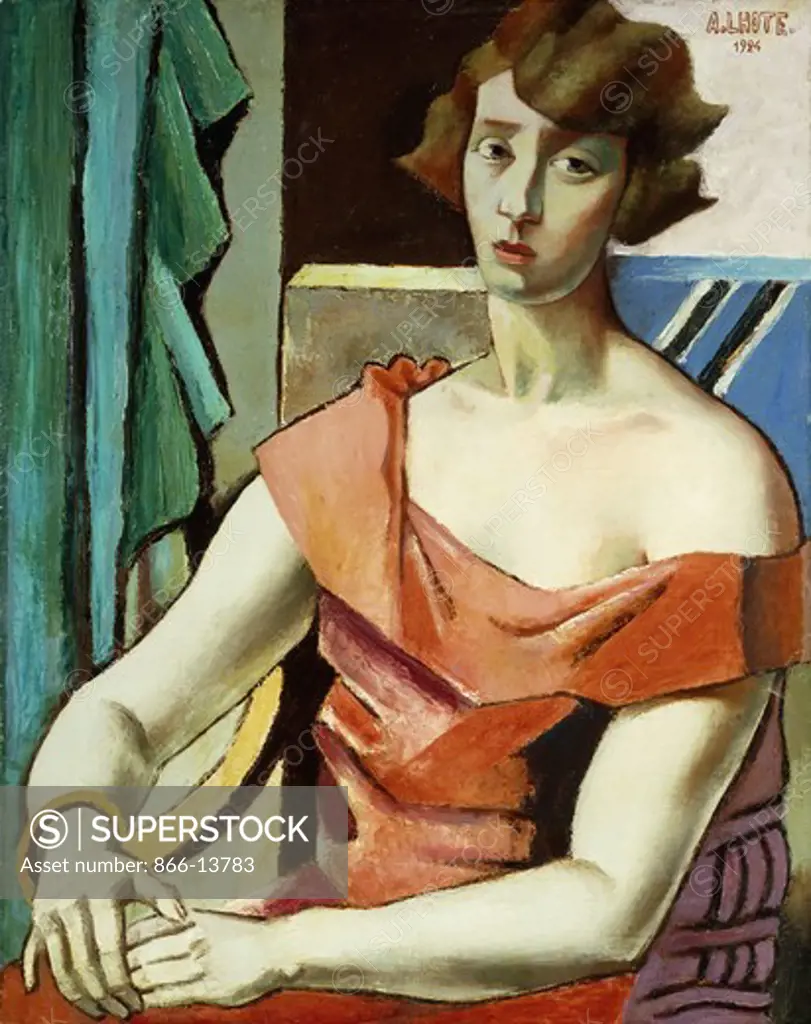 Portrait of a Young Woman; Portrait de Jeune Femme. Andre Lhote  (1885-1962). Oil on panel, 1924. 93.5 x 74cm - SuperStock