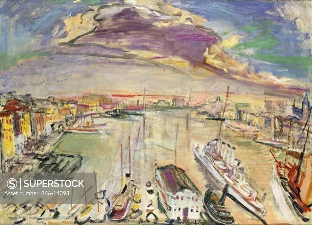 Port of Marseille, I; Hafen von Marseille, I. Oskar Kokoschka (1886-1980). Oil on canvas. Painted in 1925. 73 x 100cm.