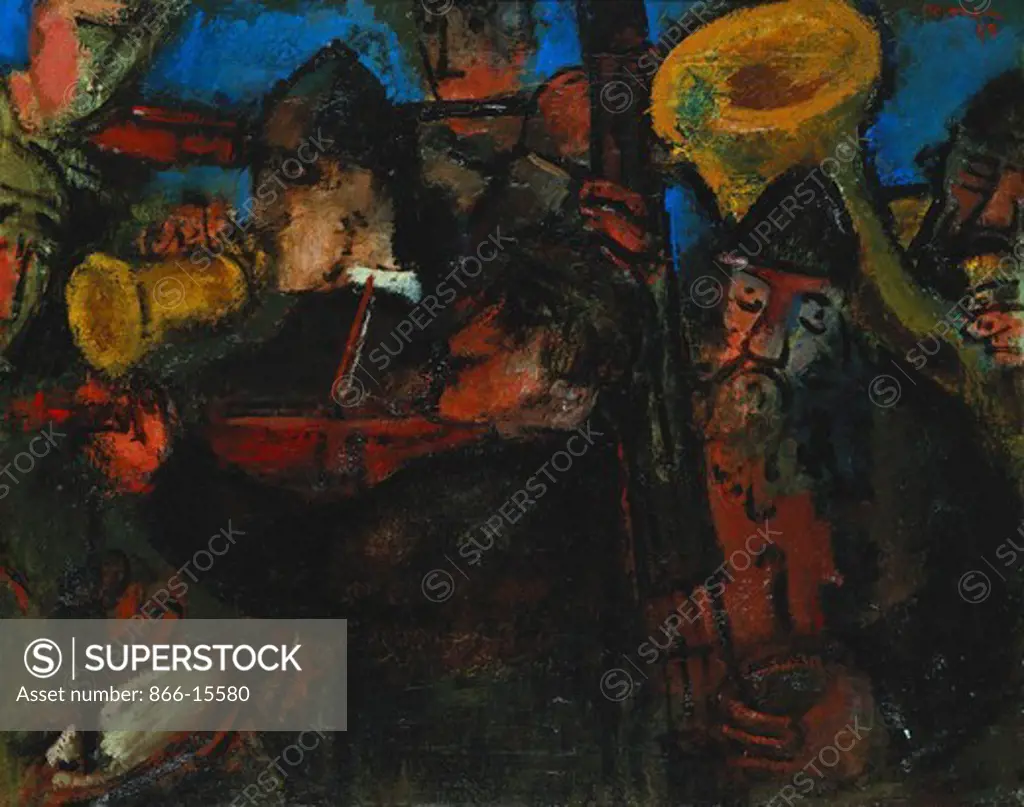 The Jewish Musicians. Josef Herman (1911-2000). Oil on canvas. Dated 1943. 23 1/2 x 29 1/2in.