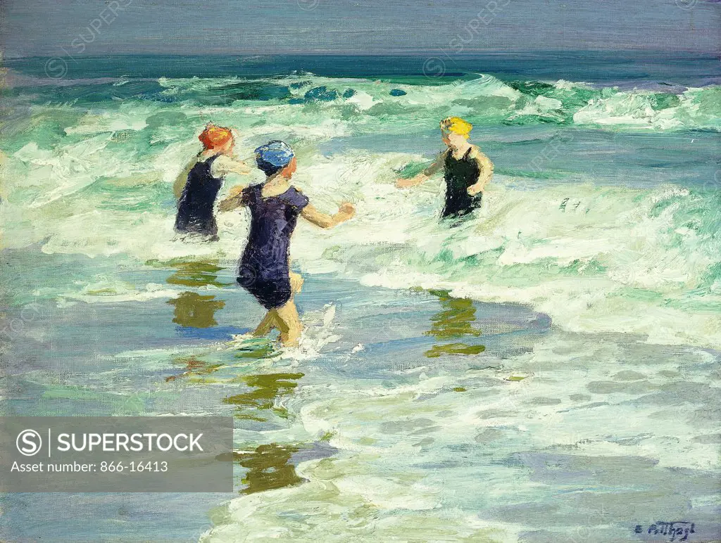 Three of a Kind. Edward Henry Potthast (1857-1927). Oil on canvas laid down on board. 30.5 x 40cm.