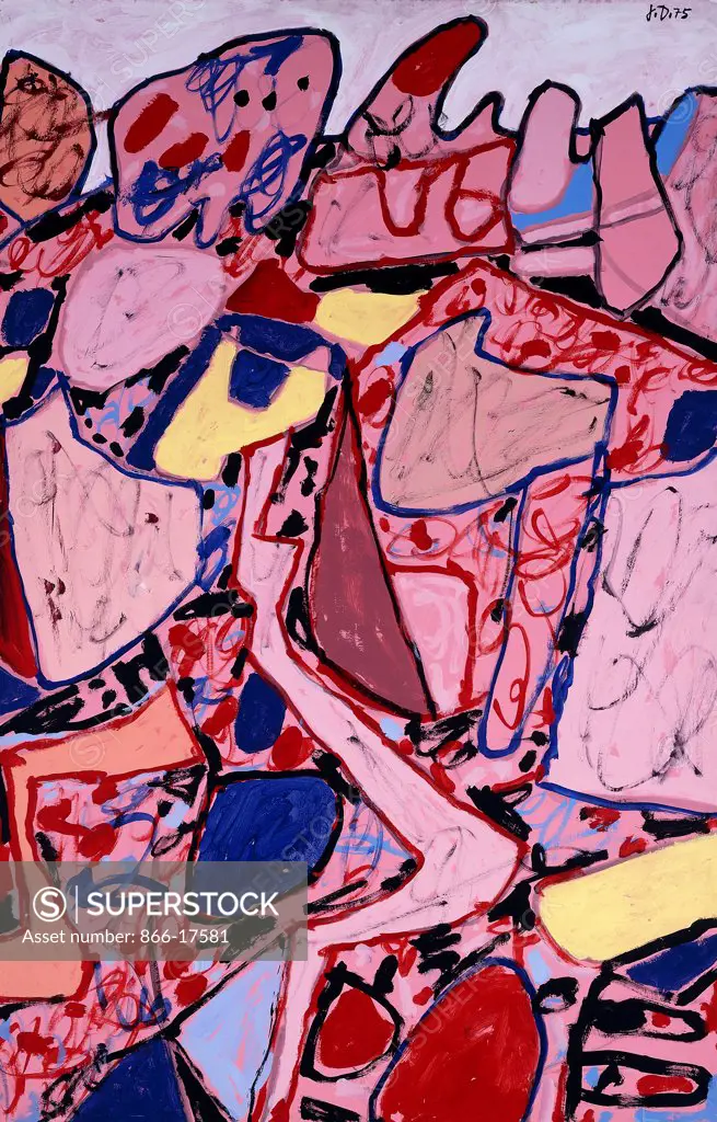 Landscape; Paysage. Jean Dubuffet (1901-1985). Acrylic on paper laid down on canvas. Signed and dated 1975. 101.6 x 67cm.