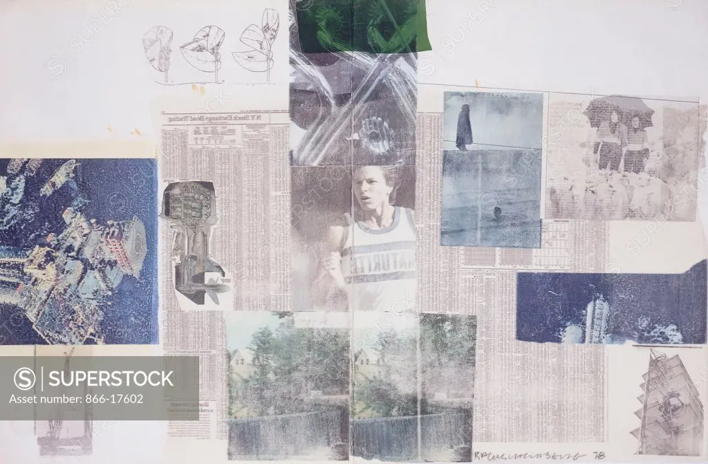 Untitled. Robert Rauschenberg (1928-2008). Solvent transfer and fabric collage on paper. Created 1978. 78 x 116.5cm.