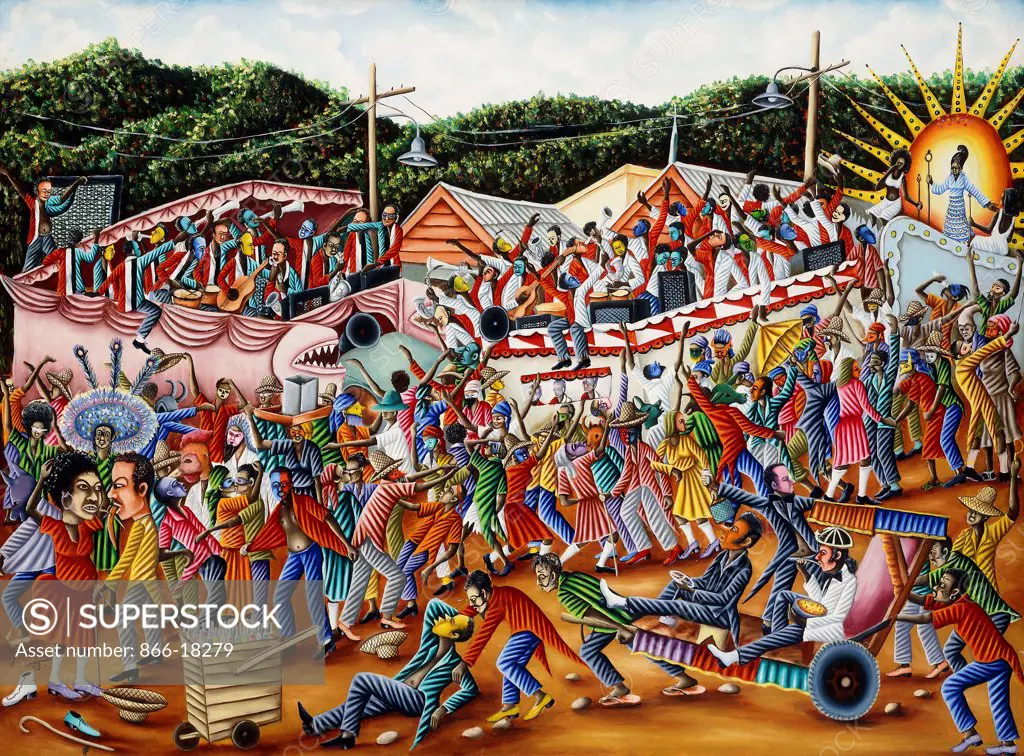 Carnival. Gerard Valcin (1927-1988). Oil on masonite. Painted in 1973. 91.2 x 122.5cm.