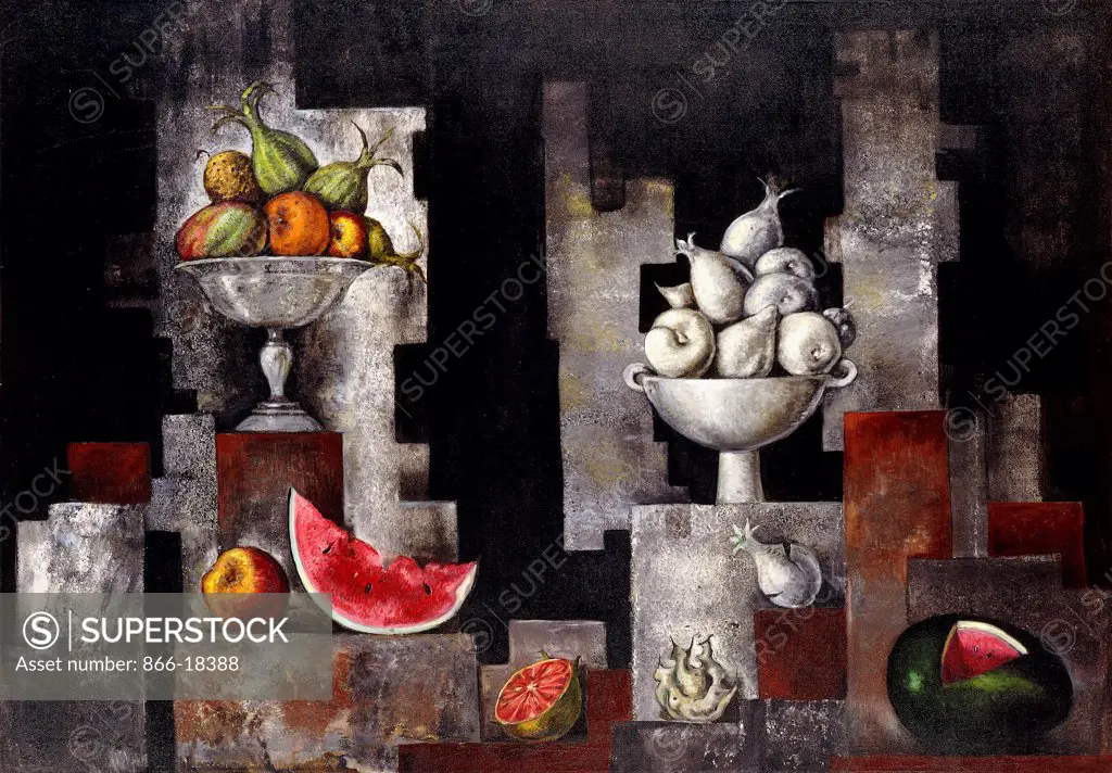 Naturaleza Muerta con Frutas. Roberto Montenegro (1887-1968). Oil on canvas. Painted in 1965. 105.5 x 151cm.