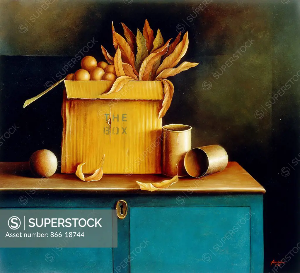 The Box. Federico Nordalm (Born 1949). Oil on canvas. Signed and dated 1988. 91 x 98.7cm.