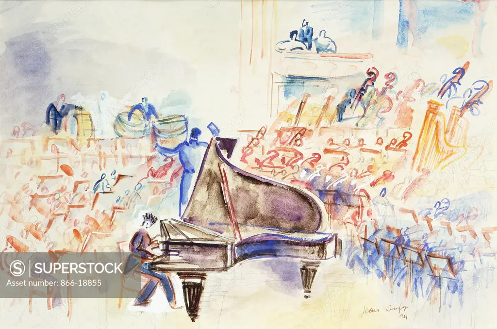 The Orchestra; D'Orchestre. Jean Dufy (1888-1964). Watercolour on pencil on paper. Painted in 1924. 35.3 x 48.9cm.