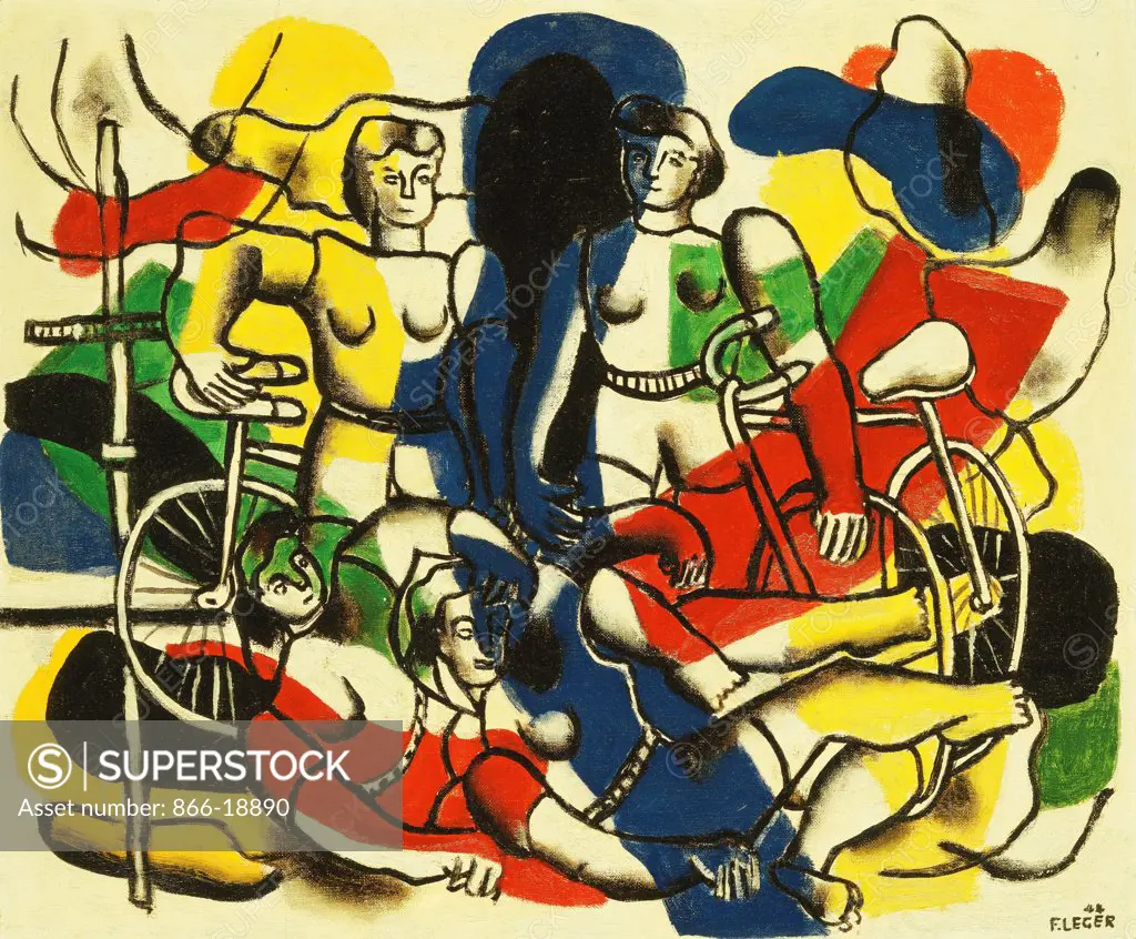 The Beautiful Cyclists; Les Belles Cyclistes. Fernand Leger (1881-1955). Oil on canvas. Painted in 1944. 51.4 x 61cm.