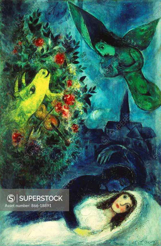 Night in Orgeval; La Nuit D'Orgeval. Marc Chagall (1887-1985). Oil on canvas. Painted in 1949. 106 x 64.8cm.