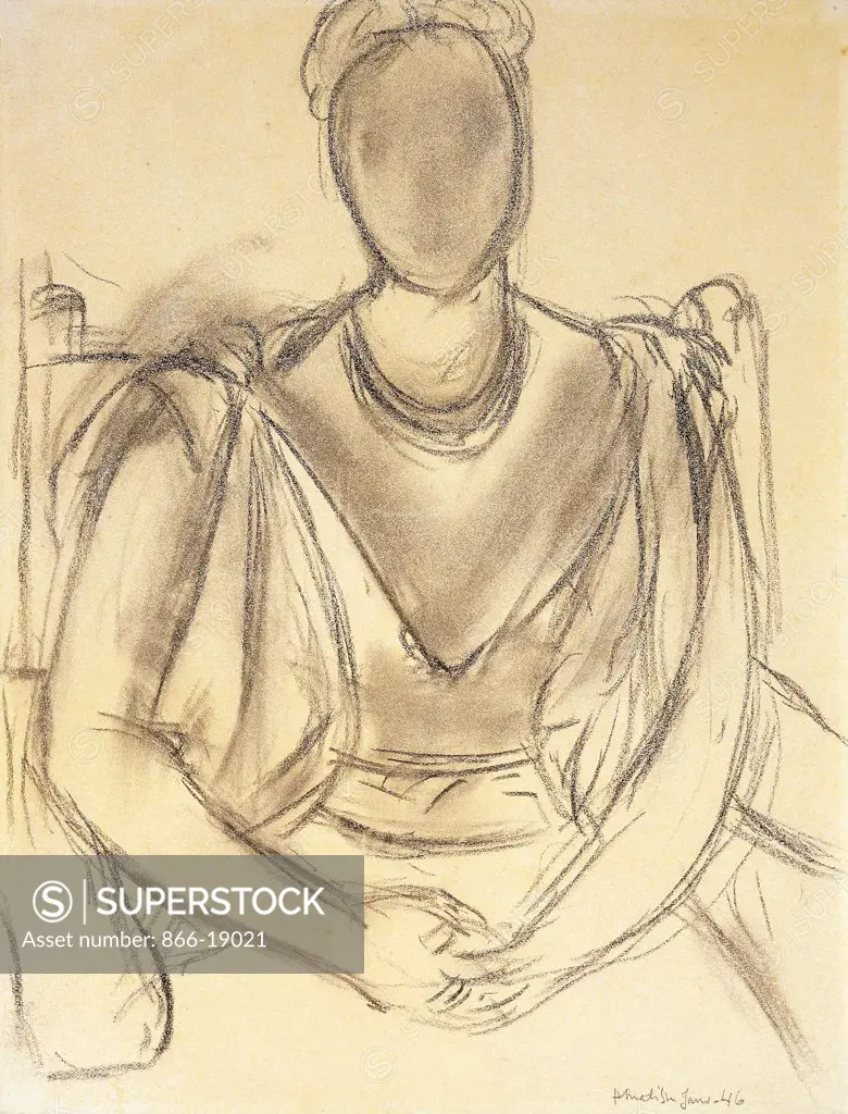 Sitting Woman; Femme Assise. Henri Matisse (1869-1954). Charcoal on paper. Drawn in 1946. 52.7 x 40.6cm.