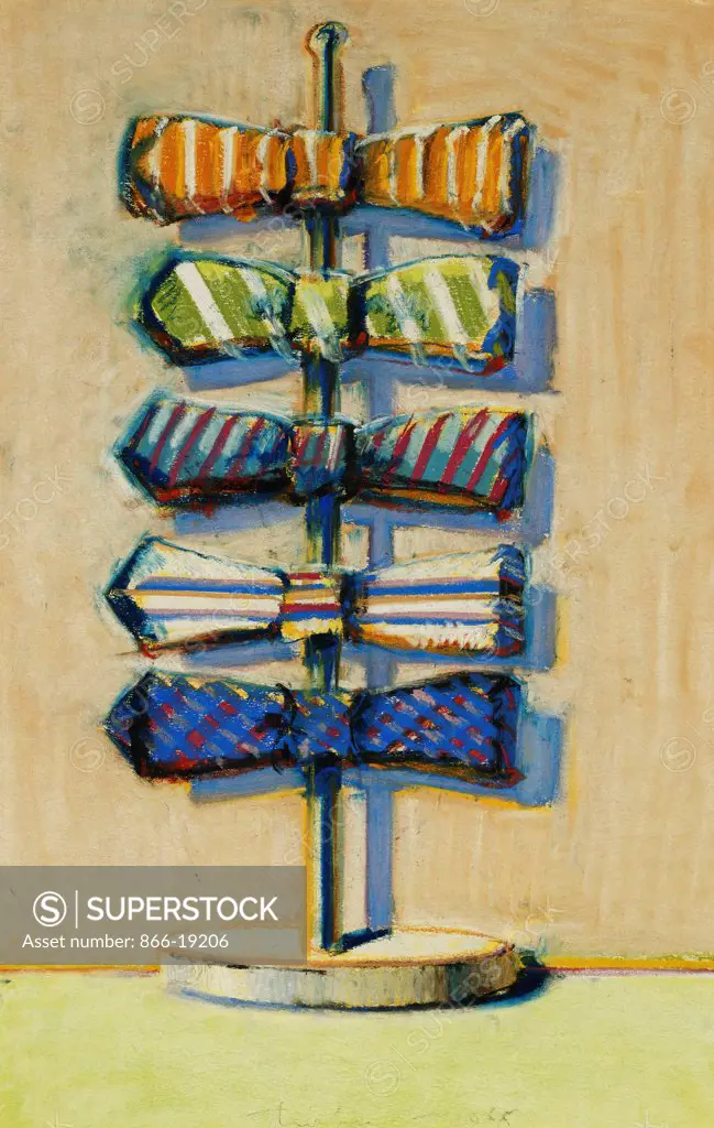 Bowtie Tree. Wayne Thiebaud (b.1920). Pastel on board. Signed and dated 1968. 38 x 26cm.