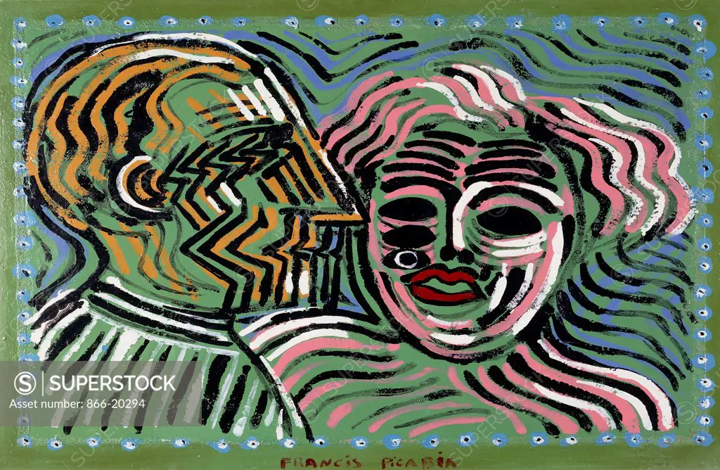 Couple au Profile de Marcel Duchamp. Francis Picabia (1879-1953). Oil on board. Painted between 1924-1927. 52 x 63cm.