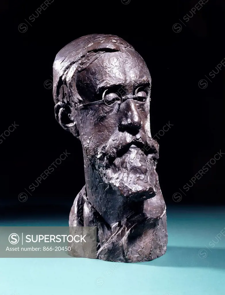 Portrait of Lytton Strachey. Stephen Tomlin (1901-1937). Bronze with a light brown patina. Cast in 1973. 46cm high.