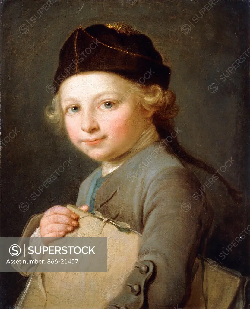 Portrait of a Young Boy, half-length, wearing a Grey Coat and Cap. Nicolas-Bernard Lepicie (1735-1784). Oil on canvas. 45.4 x 36.7cm.