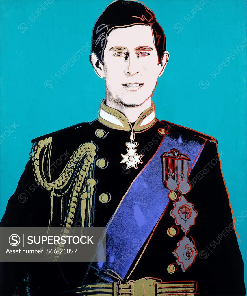 Portrait of Prince Charles. Andy Warhol (1928-1987). Synthetic polymer and silkscreen inks on canvas. Executed in 1982. 127 x 106.8cm.