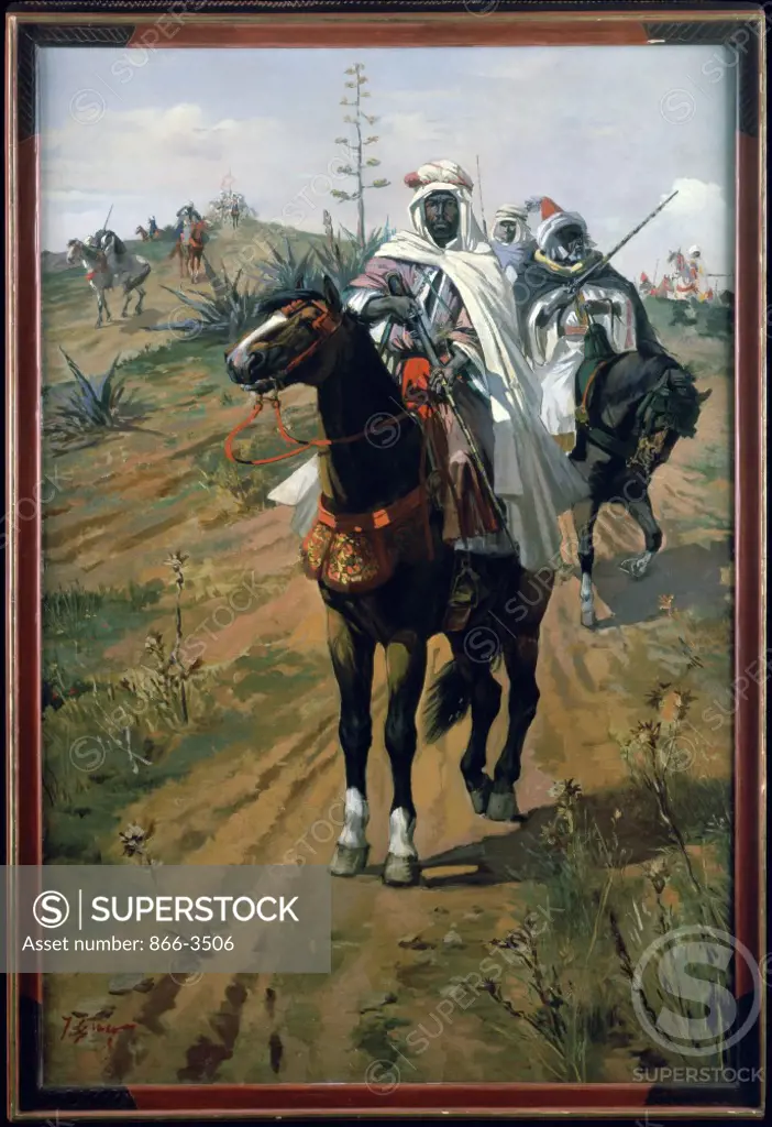 Mounted Arab Warriors Y. Glacon Oil on canvas Christie's Images, London, England 