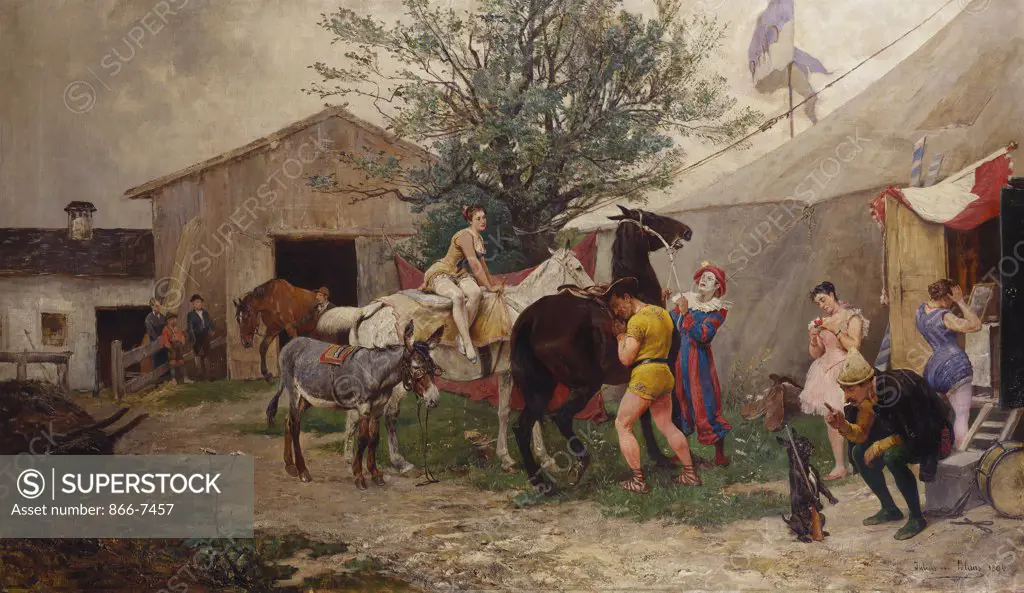 The Circus. Julius von Blaas (b.1845-1923). Oil on canvas, 83.5 x 143.5cm.