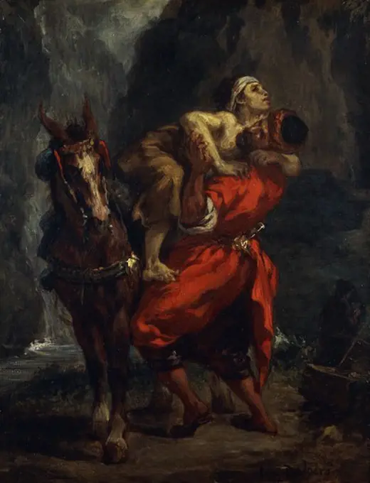 The Good Samaritan. Ferdinand Victor Eugene Delacroix (1798-1863). Oil on canvas. 36.8 x 29.8cm