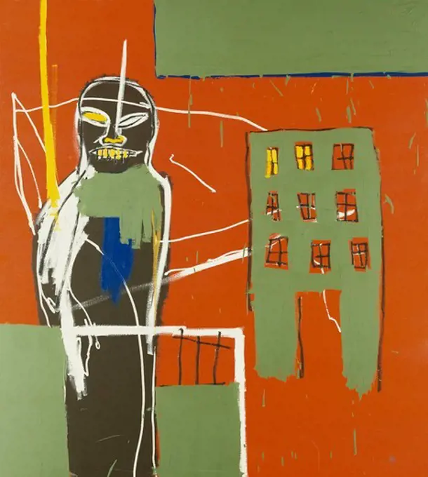 Pedestrian. Jean-Michel Basquiat (1960-1988). Acrylic on canvas. Dated 1984. 152.5 x 137cm.