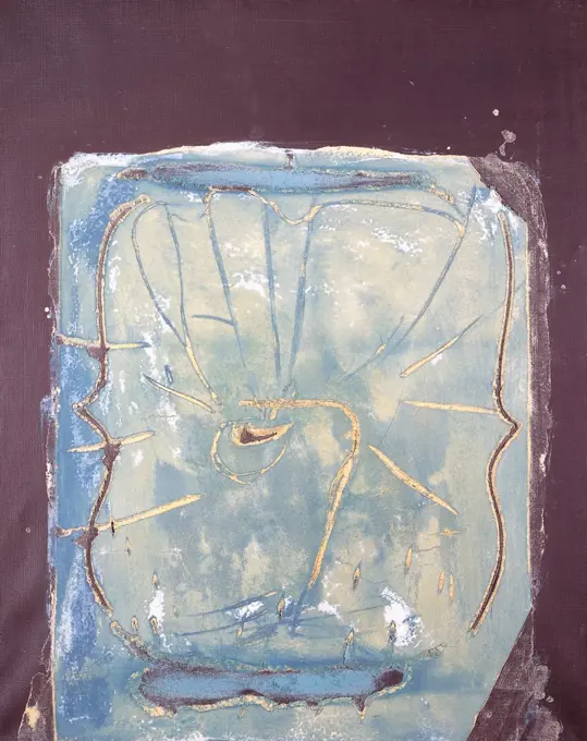 Brown and Turquoise. Antoni Tapies (1923-2012). Mixed media on canvas. Executed in 1967. 80.5 x 66cm.