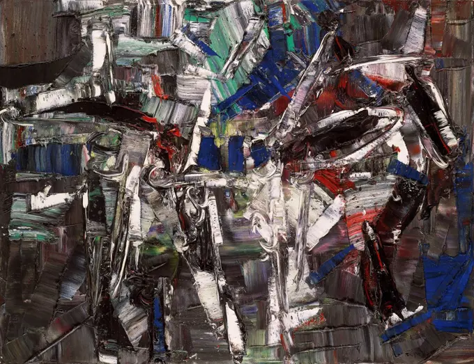 Untitled. Jean-Paul Riopelle (1923-2002). Oil on canvas. Painted circa 1958. 50 x 65cm.