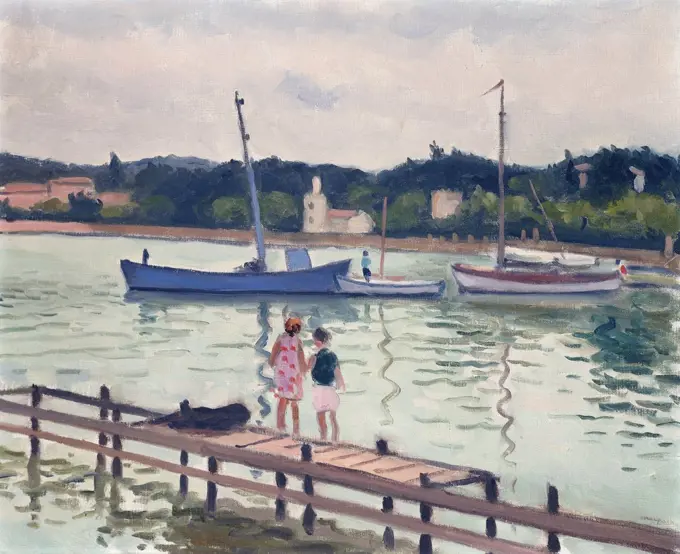 Children and Sailboats; Les Enfants a Porquerolles. Albert Marquet (1875-1941). Oil on canvas. 50.2 x 61cm.