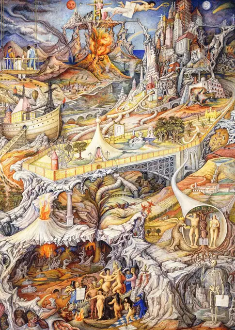 The Mine; Los Mitos. Juan O'Gorman (1905-1982). Tempera on panel. Painted in 1944. 122 x 91cm.