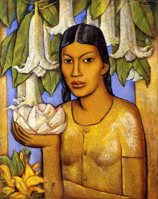 La India de las Floripondias; La India de las Floripondias. Alfredo Ramos Martinez (1872-1946). Oil on canvas. 76.3 x 61cm.