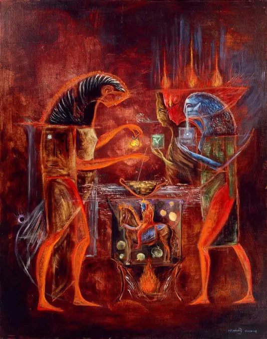 Ordeal of Owain. Leonora Carrington (1917-2011). Oil on canvas. 100 x 80cm.