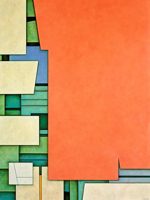 Red-Blue-Green; Rojo-Azul-Verde. Gunther Gerzso (1915-2000). Signed and dated 1969. 65 x 50cm.
