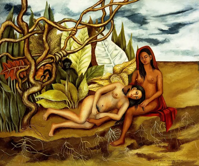 The Land Itself or Two Naked in the Jungle; La Tierra Misma O Dos Desnudos en la Jungla. Frida Kahlo (1910-1954). Oil on tin. Signed and dated 1939. 25.1 x 30.2cm.