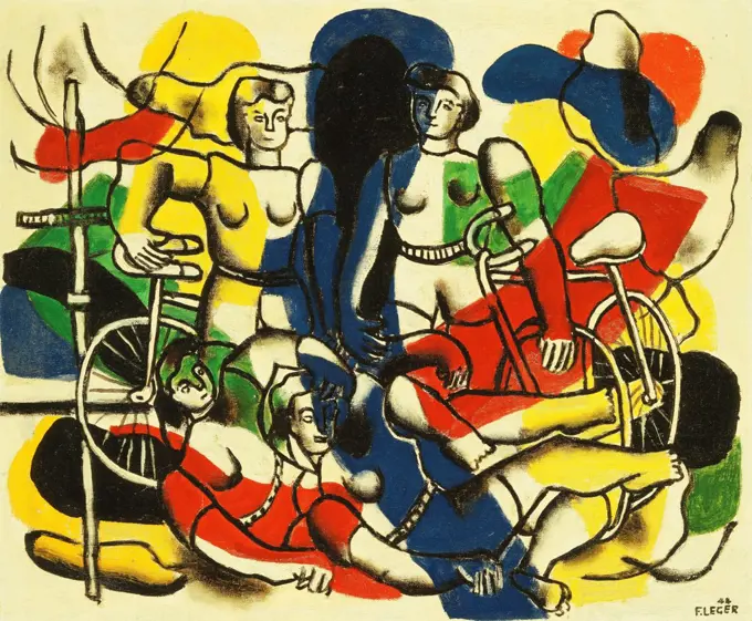 The Beautiful Cyclists; Les Belles Cyclistes. Fernand Leger (1881-1955). Oil on canvas. Painted in 1944. 51.4 x 61cm.