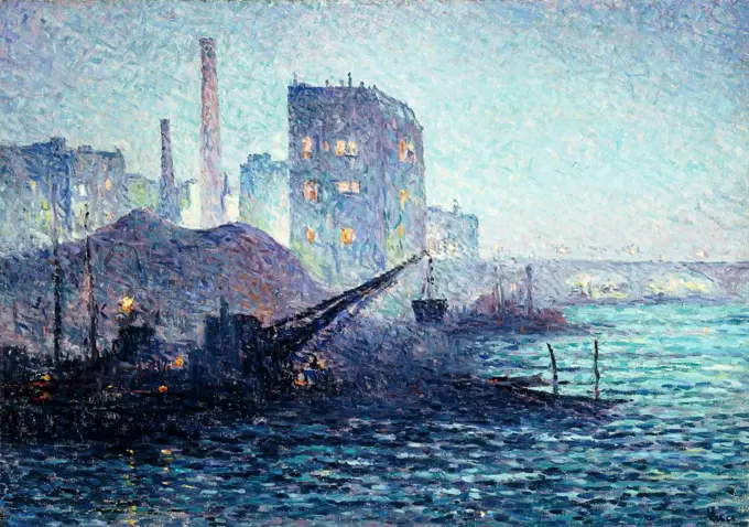 The Thames in London; La Tamise a Londres. Maximilien Luce (1858-1941). Oil on canvas. Painted circa 1893. 46 x 65cm.