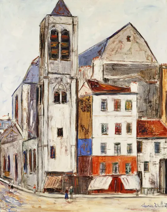 Saint-Nicolas Church at Chardonnet; Eglise Saint-Nicolas du Chardonnet. Maurice Utrillo (1883-1955). Oil on canvas. Painted circa 1936. 81.6 x 65.7cm.