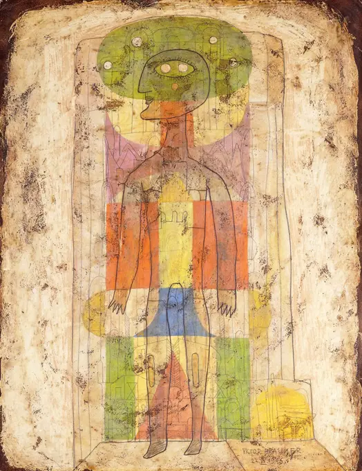 Transmutation Dream; Transmutation Onirique. Victor Brauner (1903-1966). Oil and wax on paper. Painted on 22 April 1946. 65 x 50cm.