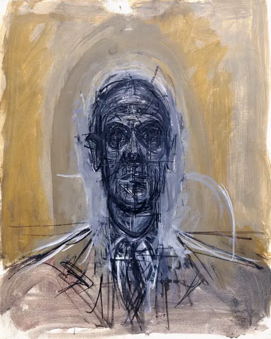 Head of Diego; Tete de Diego. Alberto Giacometti (1901-1966). Oil on canvas. Painted in 1956. 42 x 33cm.