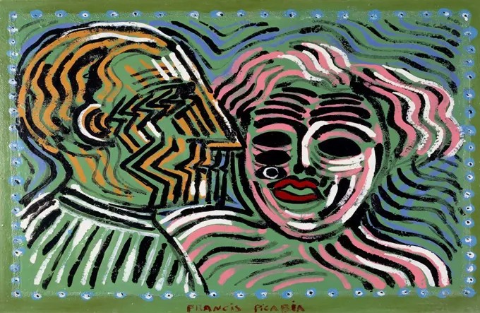 Couple au Profile de Marcel Duchamp. Francis Picabia (1879-1953). Oil on board. Painted between 1924-1927. 52 x 63cm.