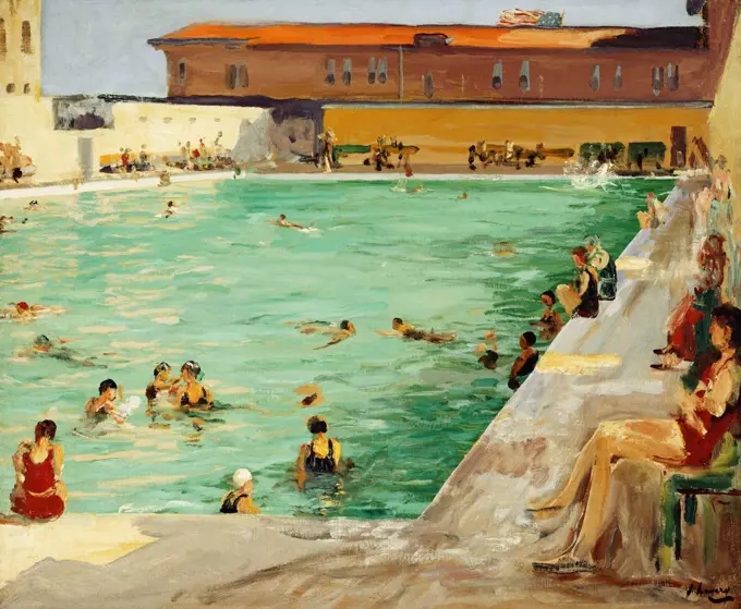 The Peoples' Pool, Palm Beach. Sir John Lavery (1856-1941). Oil on canvas. Signed and dated 1927. 63.5 x 76cm.