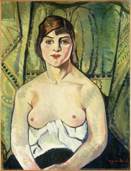 Woman with Nude Bosom (Self-Portrait) Femme aux Seins Nus (Autoportrait) Suzanne Valadon (1867-1938/French)  Oil on canvas