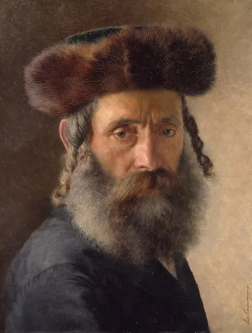 Rabbi Mit Pelzmutze  Isiidor Kaufmann (1853-1921/Hungarian)  Oil on panel  Christie's Images  