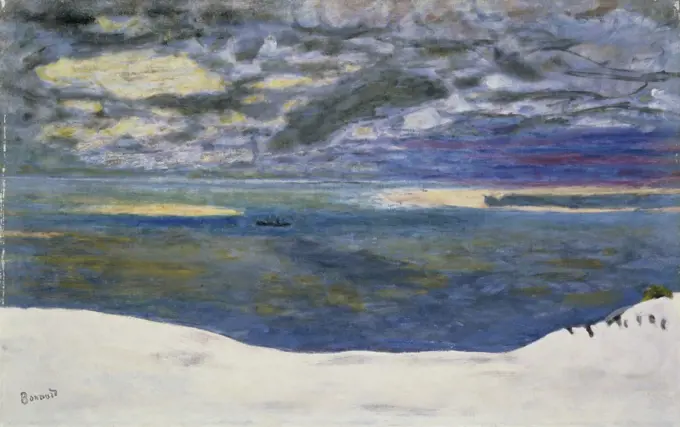 Nautical Scene with a Black Boat  (Marine au Bateau Noir)  Pierre Bonnard (1867-1947/French)    