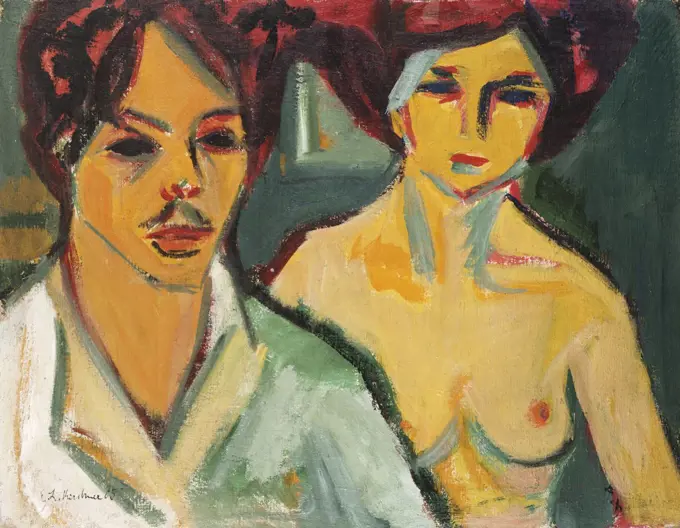 Self-Portrait With Model. Selbstildnis Mit Modell. Ernst Ludwig Kirchner (1880-1938). Oil On Canvas, 1905.