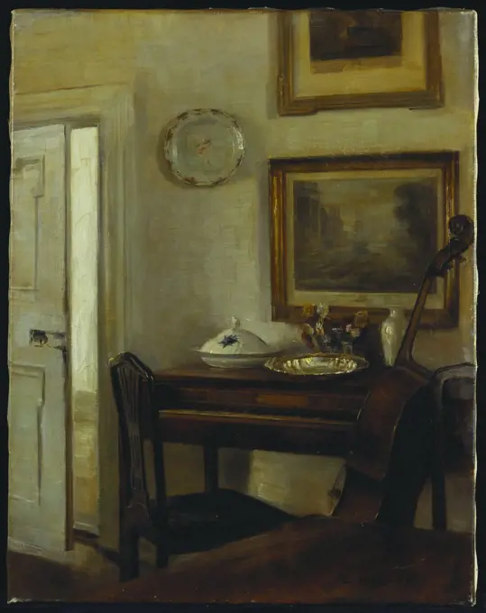 The Music Room. Carl Holsoe (1863-1935). Oil on canvas, 59 x 46.4cm.